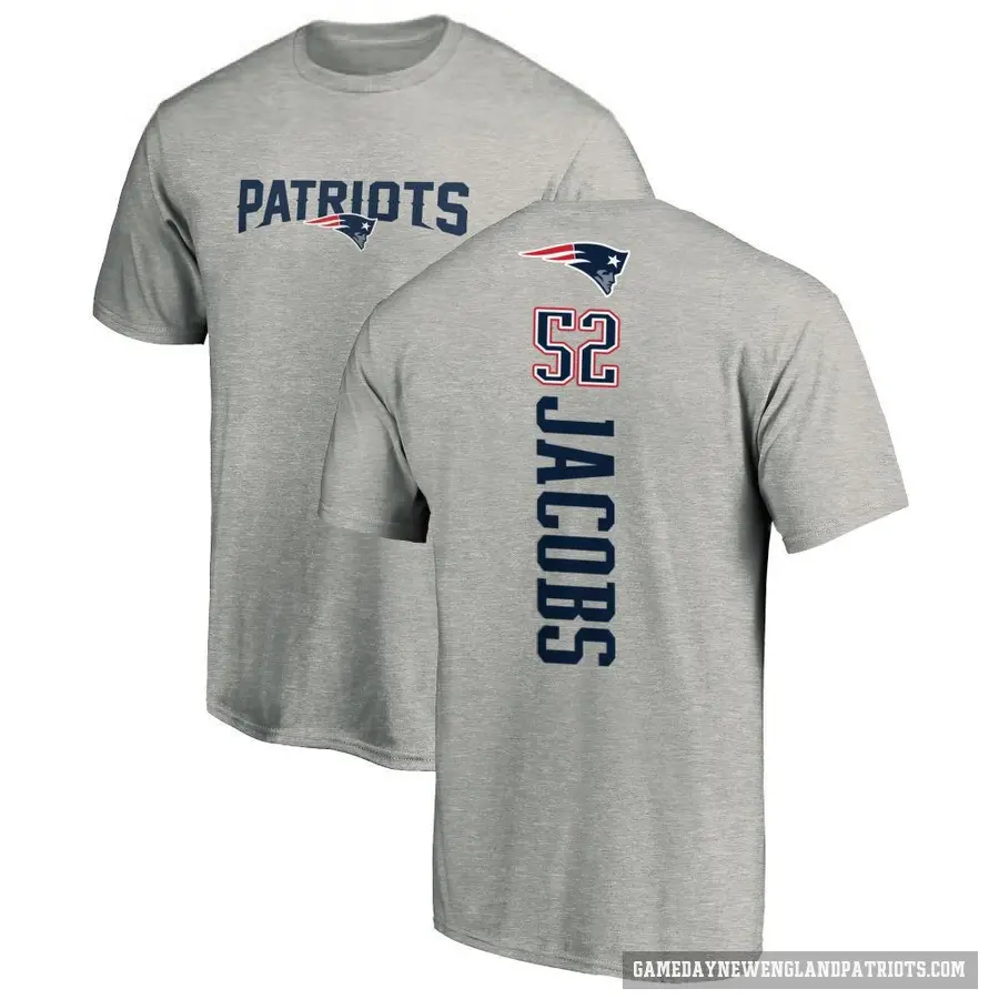 Men's ＃52 Curtis Jacobs New England Patriots Ash Backer T-Shirt