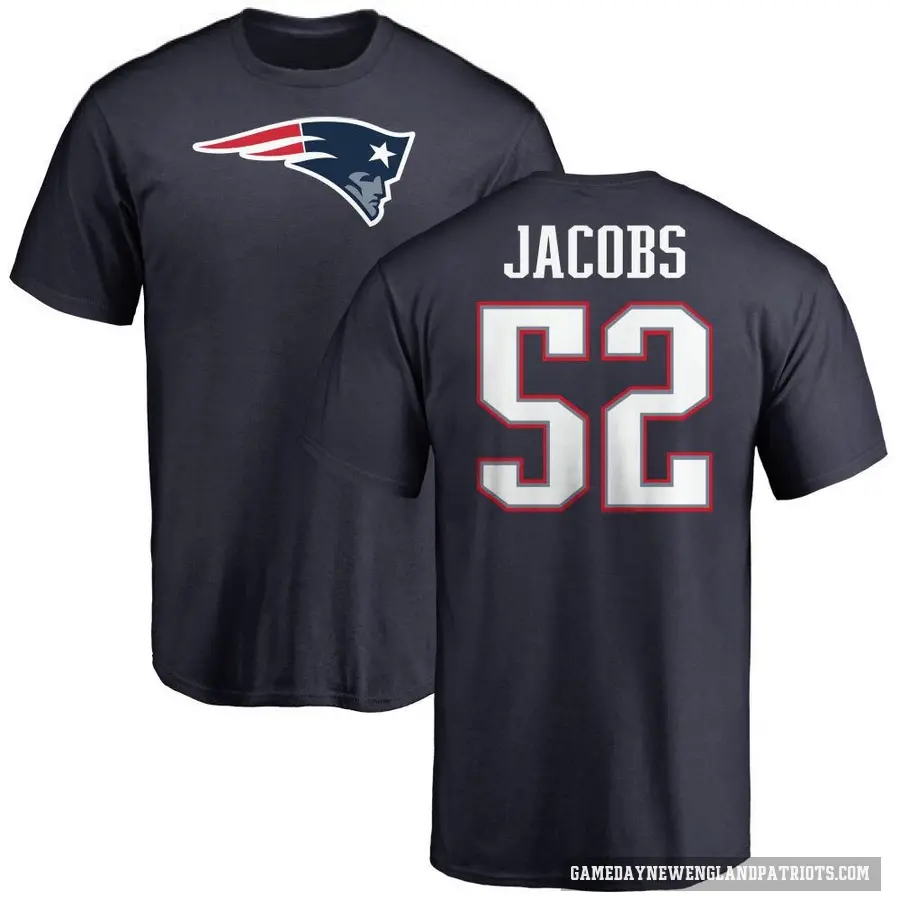 Men's ＃52 Curtis Jacobs New England Patriots Navy Logo T-Shirt