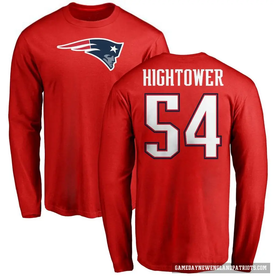 Men's ＃54 Dont'a Hightower New England Patriots Red Logo Long Sleeve T-Shirt