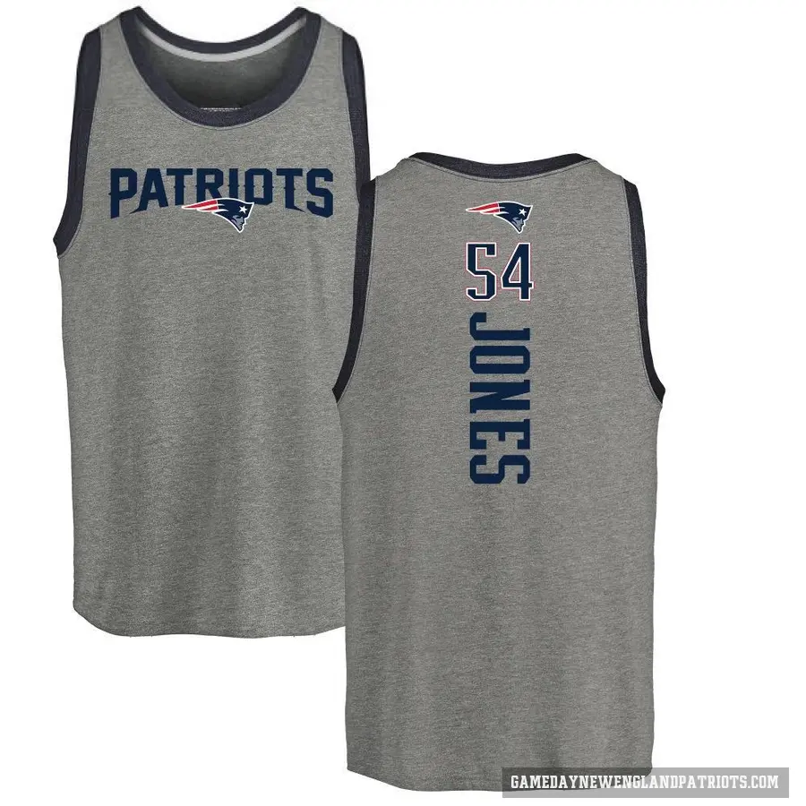 Men's ＃54 Truman Jones New England Patriots Ash Backer Tank Top