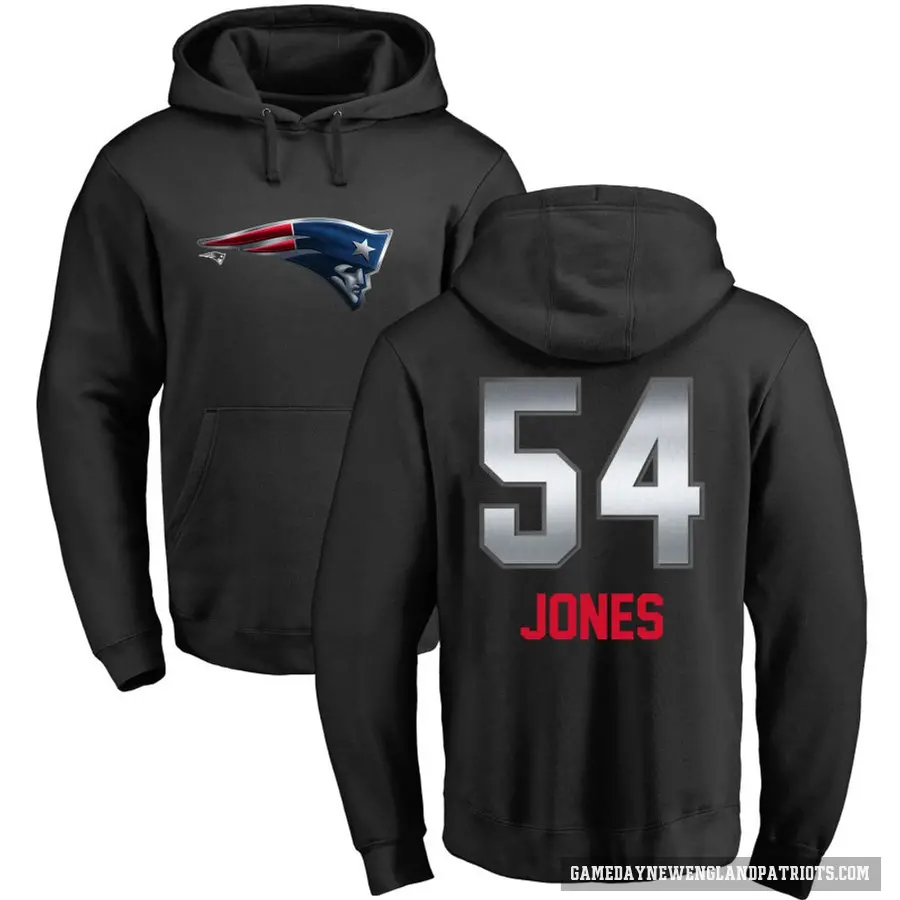 Men's ＃54 Truman Jones New England Patriots Black Midnight Mascot Pullover Hoodie