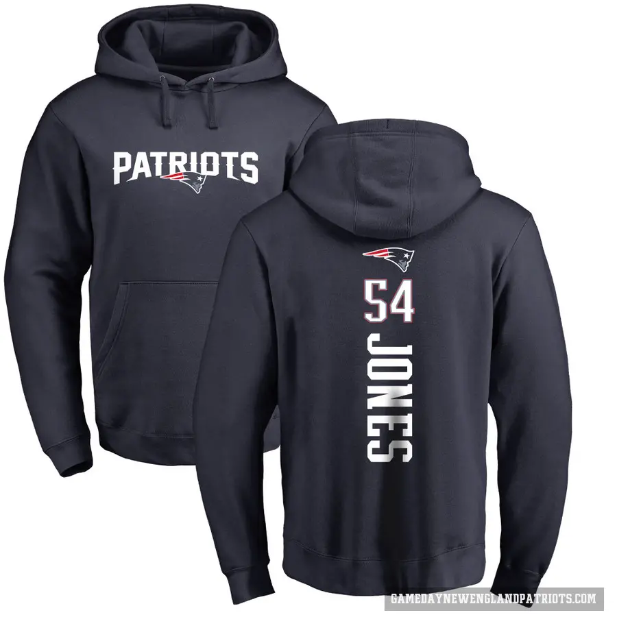 Men's ＃54 Truman Jones New England Patriots Navy Pro Line Backer Pullover Hoodie