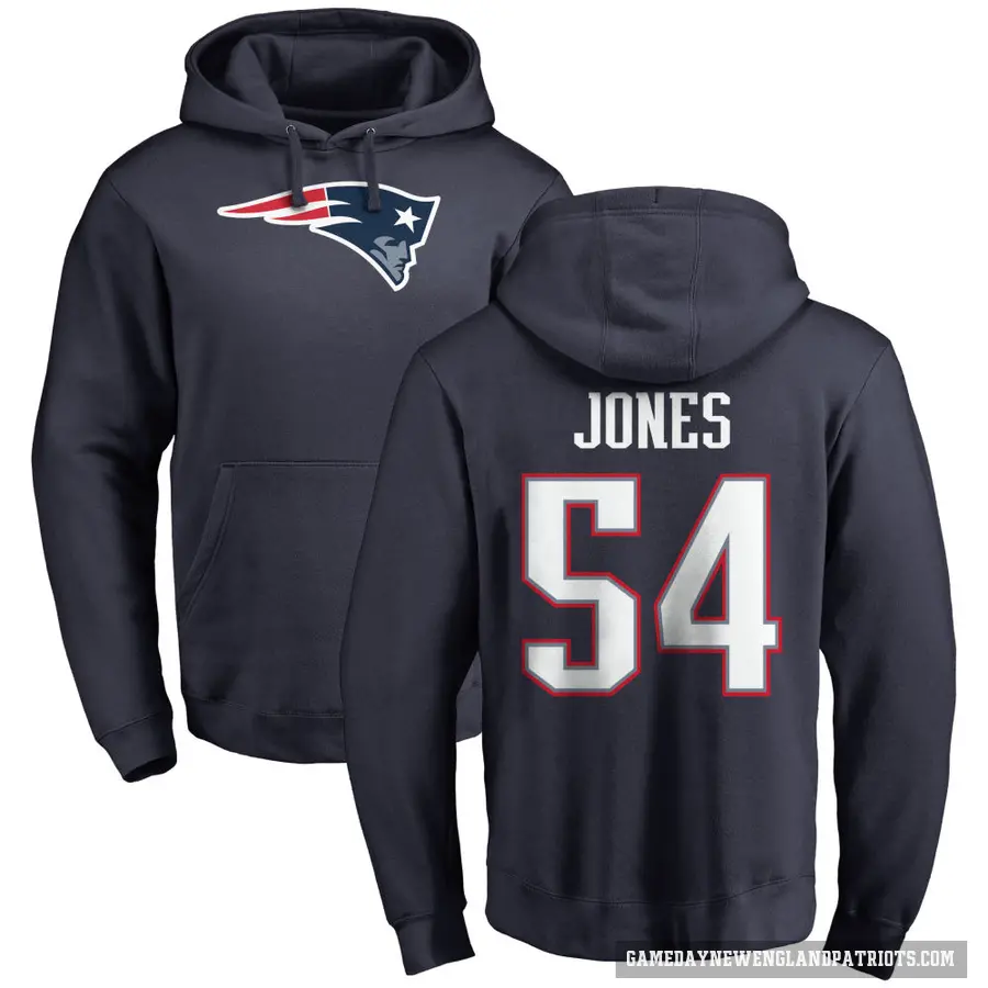 Men's ＃54 Truman Jones New England Patriots Navy Pro Line Logo Pullover Hoodie