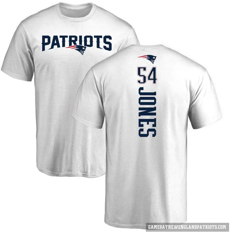 Men's ＃54 Truman Jones New England Patriots White Backer T-Shirt