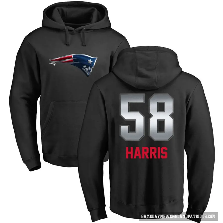 Men's ＃58 Marcus Harris New England Patriots Black Midnight Mascot Pullover Hoodie