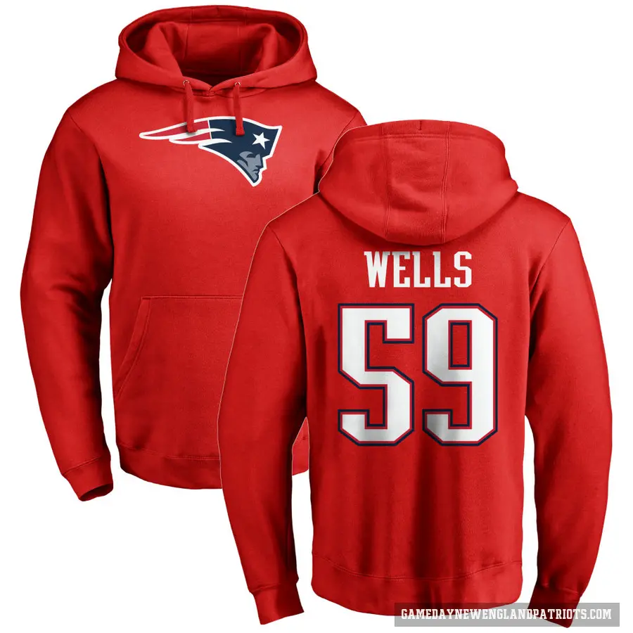 Men's ＃59 Carson Wells New England Patriots Red Pro Line Name & Number Logo Pullover Hoodie