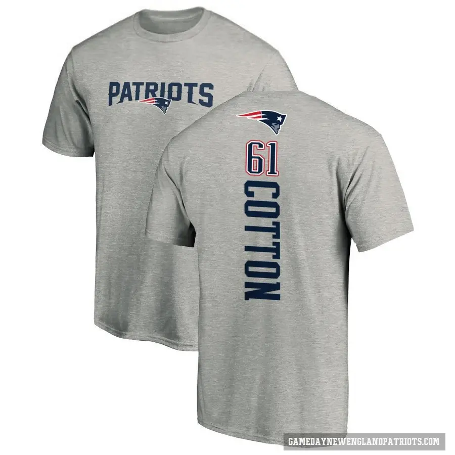 Men's ＃61 Lester Cotton New England Patriots Ash Backer T-Shirt