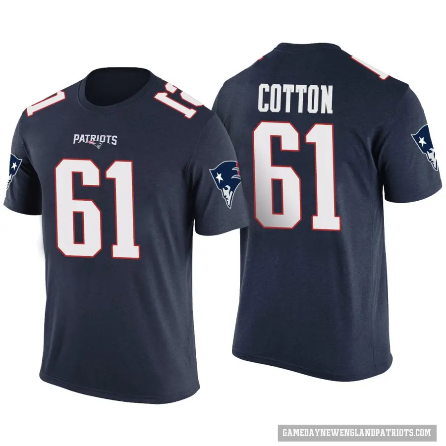 Men's ＃61 Lester Cotton New England Patriots Navy Color Rush T-Shirt