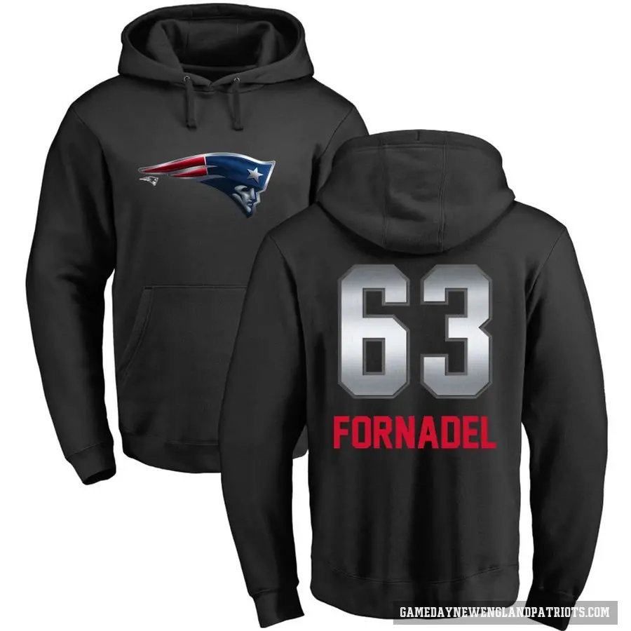 Men's ＃63 Liam Fornadel New England Patriots Black Midnight Mascot Pullover Hoodie