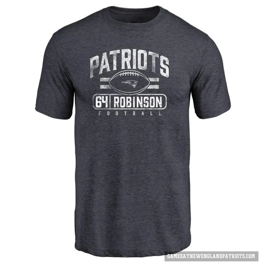 Men's ＃64 Layden Robinson New England Patriots Navy Flanker T-Shirt