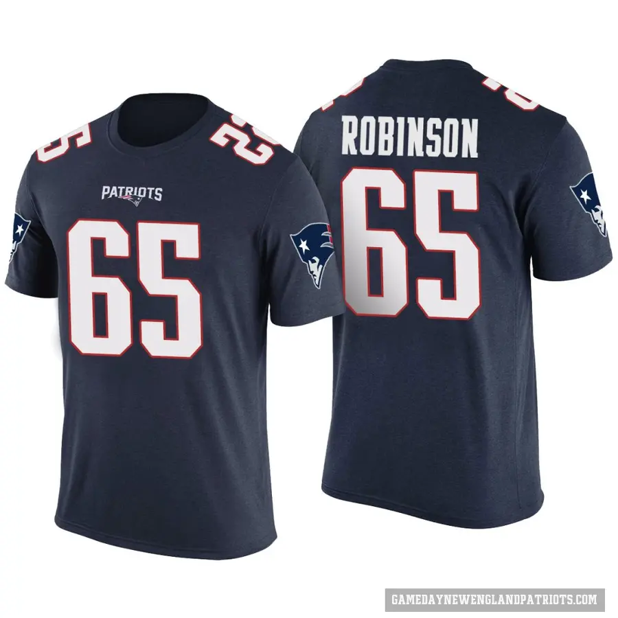 Men's ＃65 Tyrese Robinson New England Patriots Navy Color Rush T-Shirt