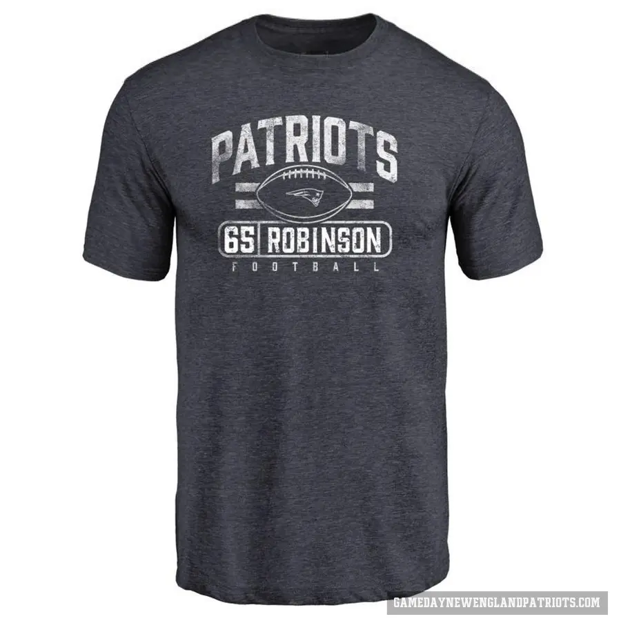 Men's ＃65 Tyrese Robinson New England Patriots Navy Flanker T-Shirt