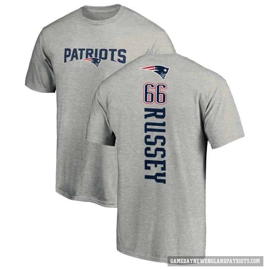 Men's ＃66 Kody Russey New England Patriots Ash Backer T-Shirt