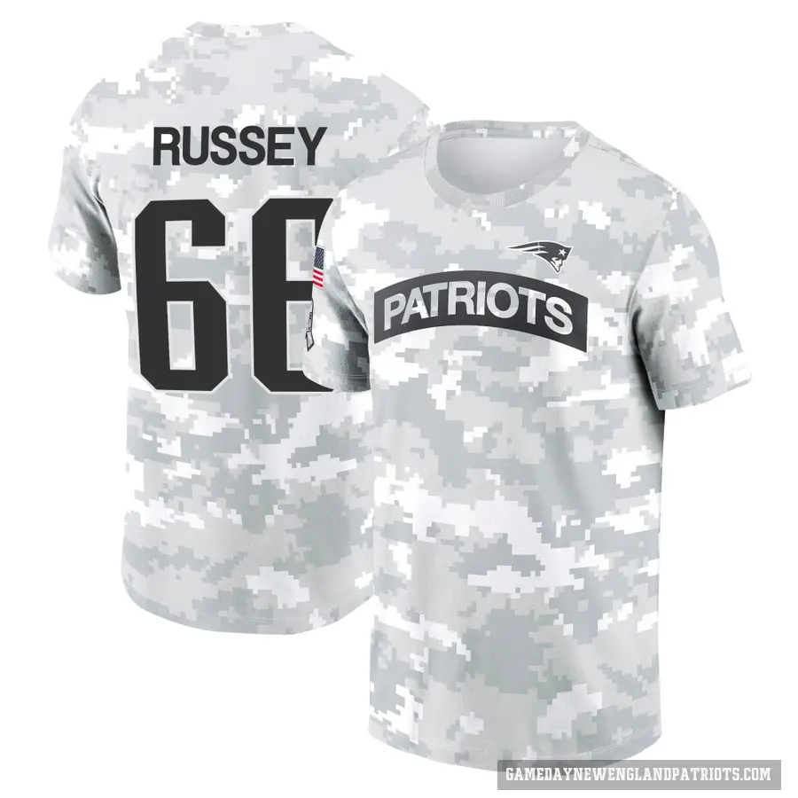 Men's ＃66 Kody Russey New England Patriots Camo Arctic 2024 Salute to Service Performance T-Shirt