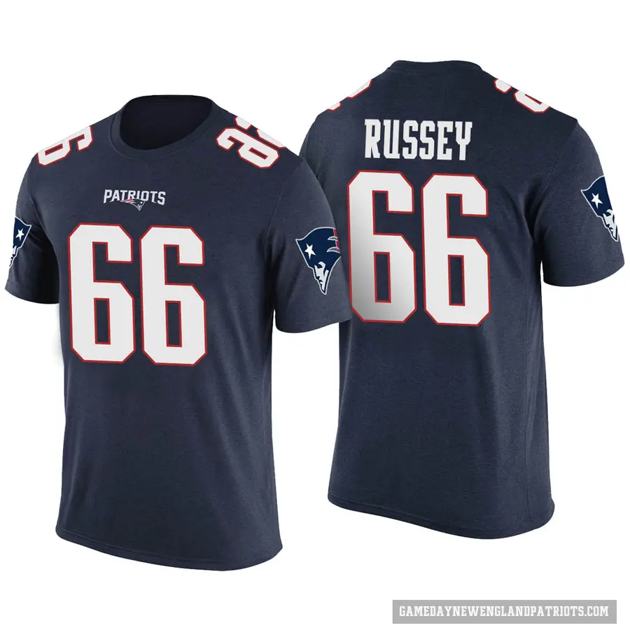 Men's ＃66 Kody Russey New England Patriots Navy Color Rush T-Shirt