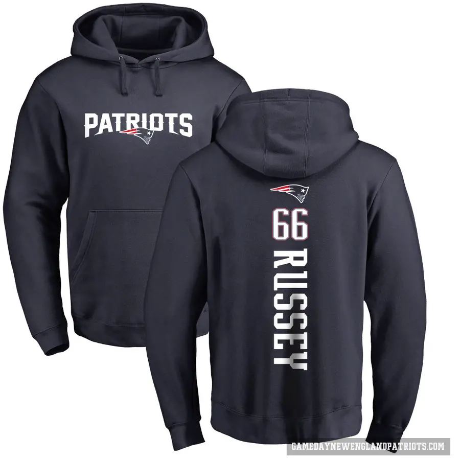 Men's ＃66 Kody Russey New England Patriots Navy Pro Line Backer Pullover Hoodie