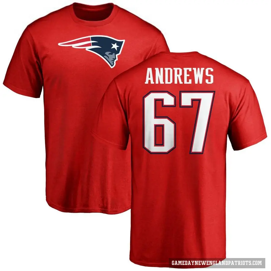 Men's ＃67 Jake Andrews New England Patriots Red Logo T-Shirt