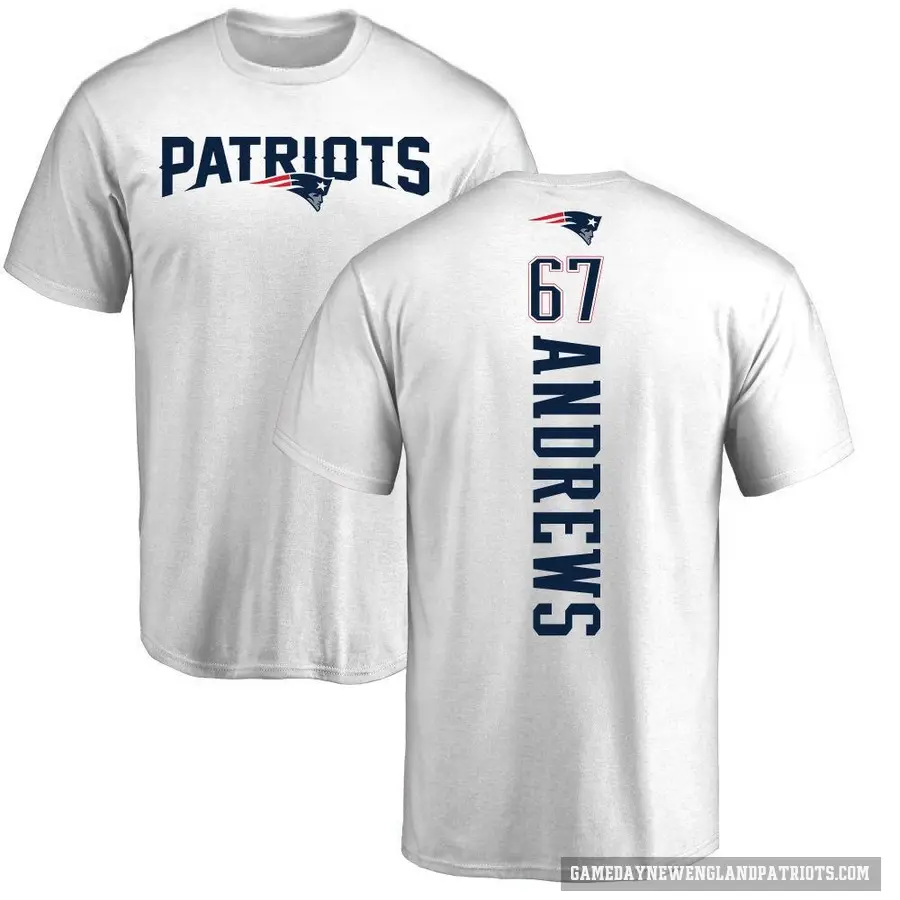 Men's ＃67 Jake Andrews New England Patriots White Backer T-Shirt