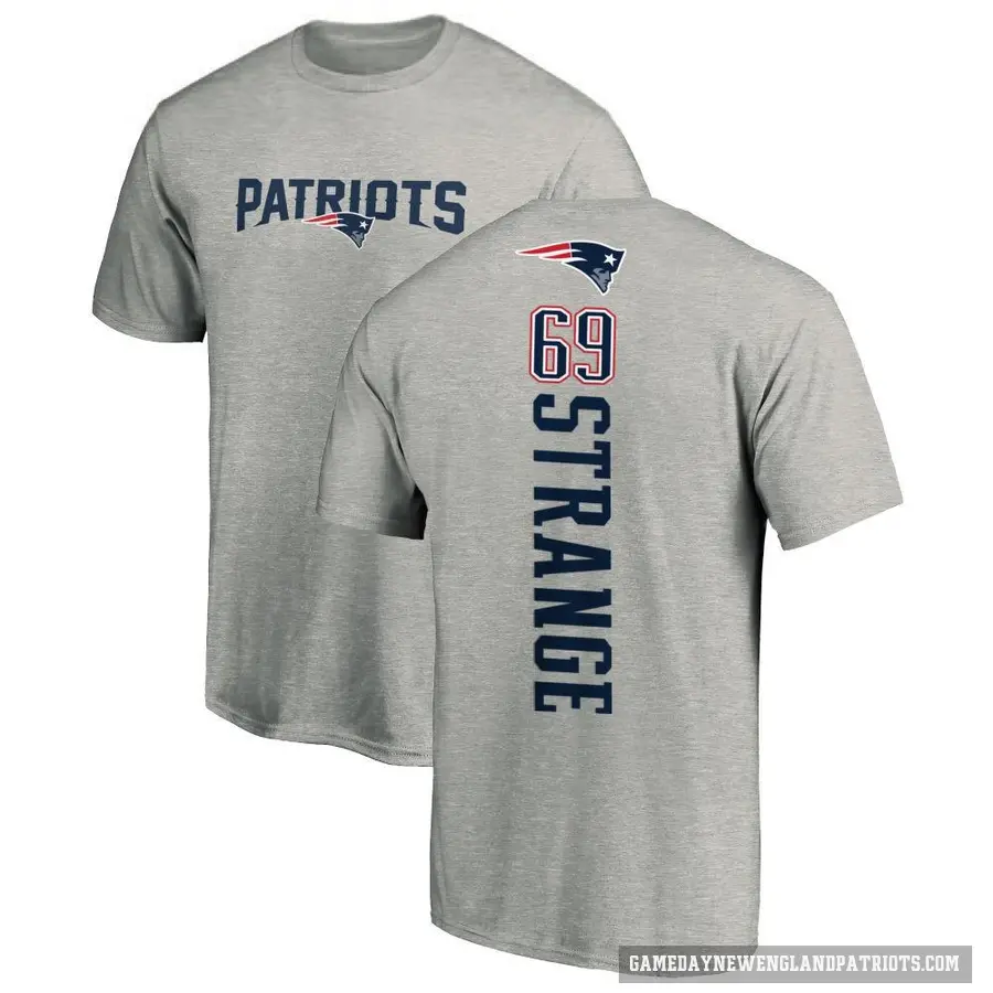 Men's ＃69 Cole Strange New England Patriots Ash Backer T-Shirt