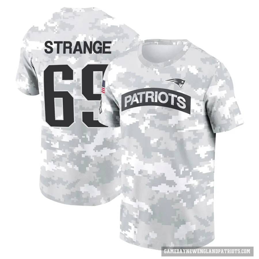 Men's ＃69 Cole Strange New England Patriots Camo Arctic 2024 Salute to Service Performance T-Shirt