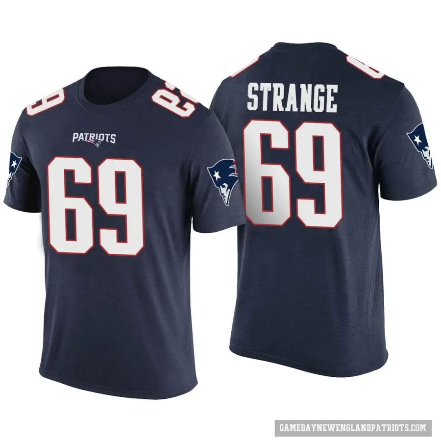 Men's ＃69 Cole Strange New England Patriots Navy Color Rush T-Shirt