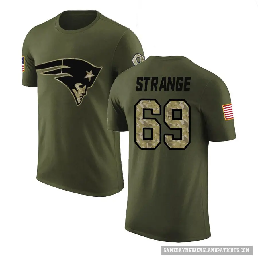 Men's ＃69 Cole Strange New England Patriots Olive Salute to Service T-Shirt