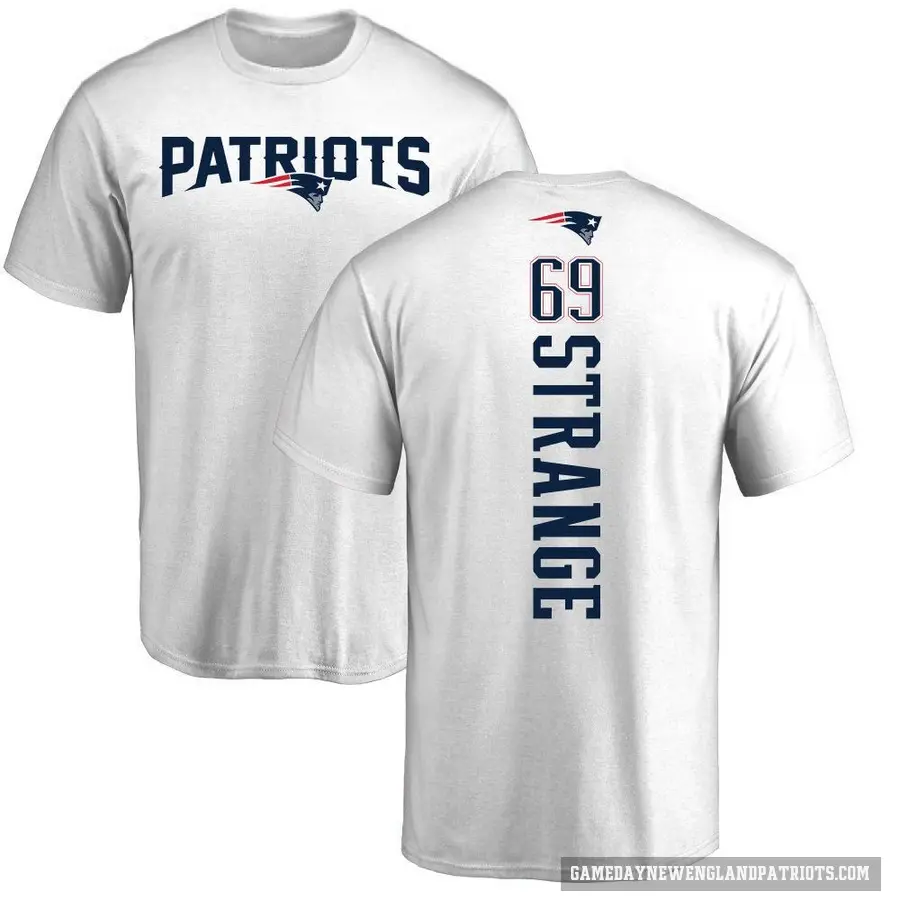 Men's ＃69 Cole Strange New England Patriots White Backer T-Shirt