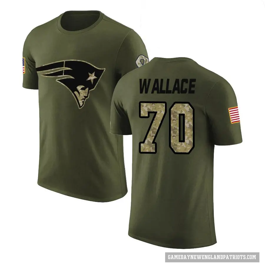 Men's ＃70 Caedan Wallace New England Patriots Olive Salute to Service T-Shirt