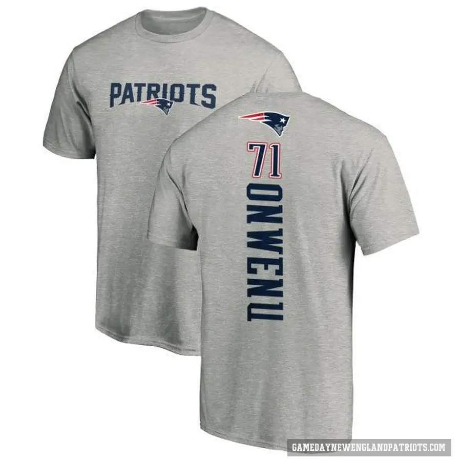 Men's ＃71 Mike Onwenu New England Patriots Ash Backer T-Shirt