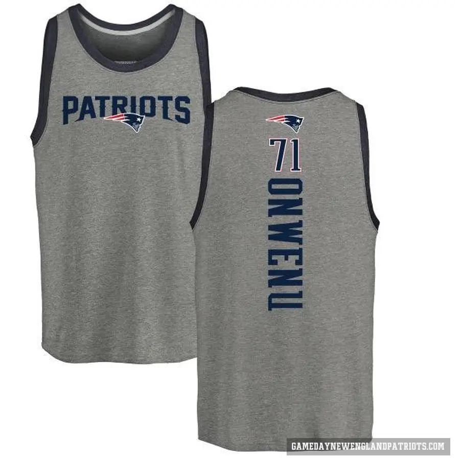 Men's ＃71 Mike Onwenu New England Patriots Ash Backer Tank Top