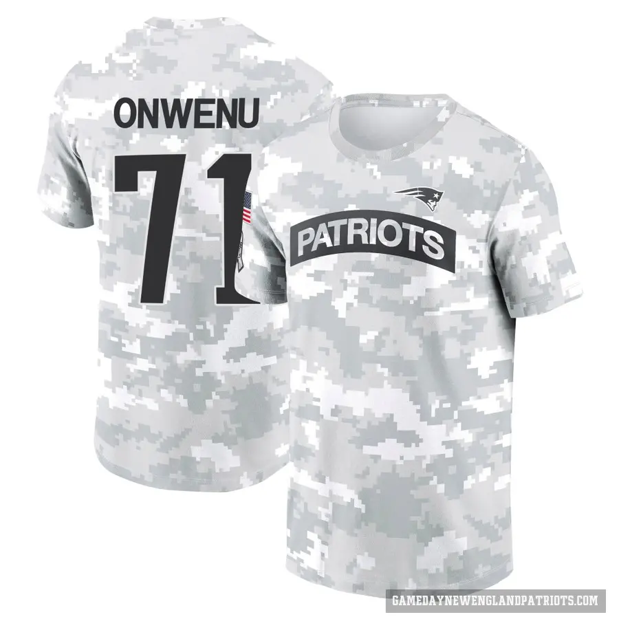 Men's ＃71 Mike Onwenu New England Patriots Camo Arctic 2024 Salute to Service Performance T-Shirt