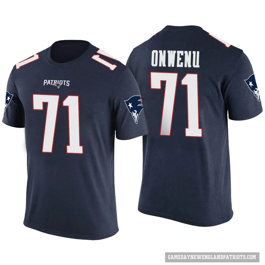 Men's ＃71 Mike Onwenu New England Patriots Navy Color Rush T-Shirt