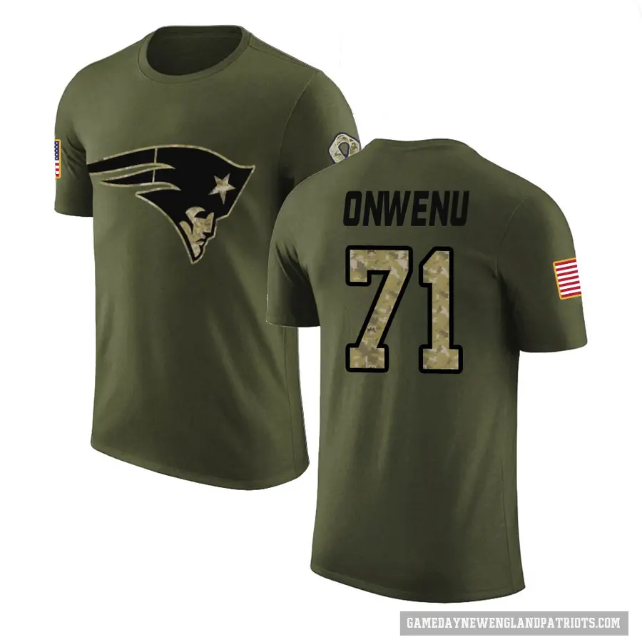 Men's ＃71 Mike Onwenu New England Patriots Olive Salute to Service T-Shirt