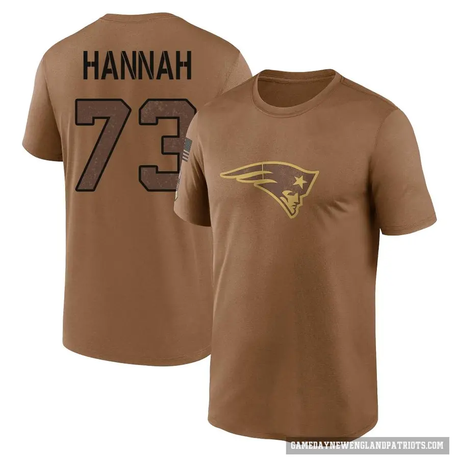 Men's ＃73 John Hannah New England Patriots Brown 2023 Salute To Service Performance T-Shirt