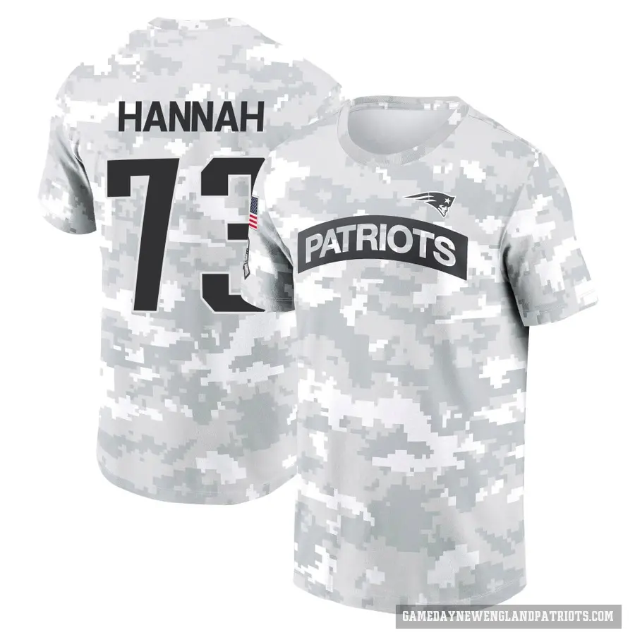 Men's ＃73 John Hannah New England Patriots Camo Arctic 2024 Salute to Service Performance T-Shirt