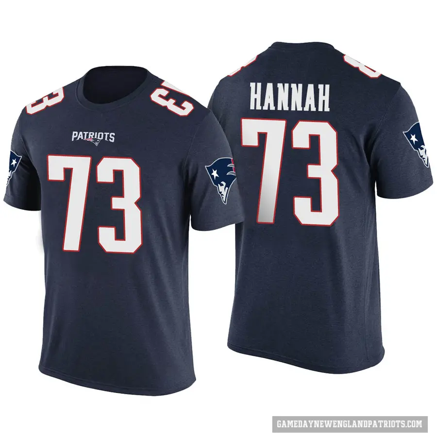 Men's ＃73 John Hannah New England Patriots Navy Color Rush T-Shirt