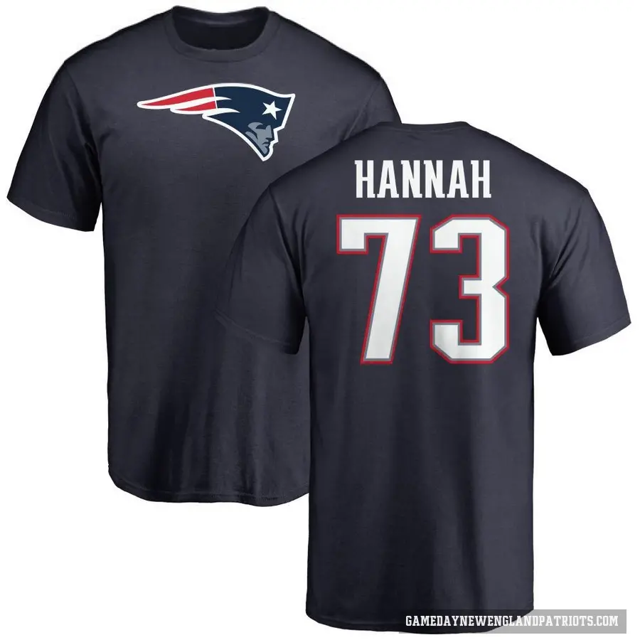 Men's ＃73 John Hannah New England Patriots Navy Logo T-Shirt