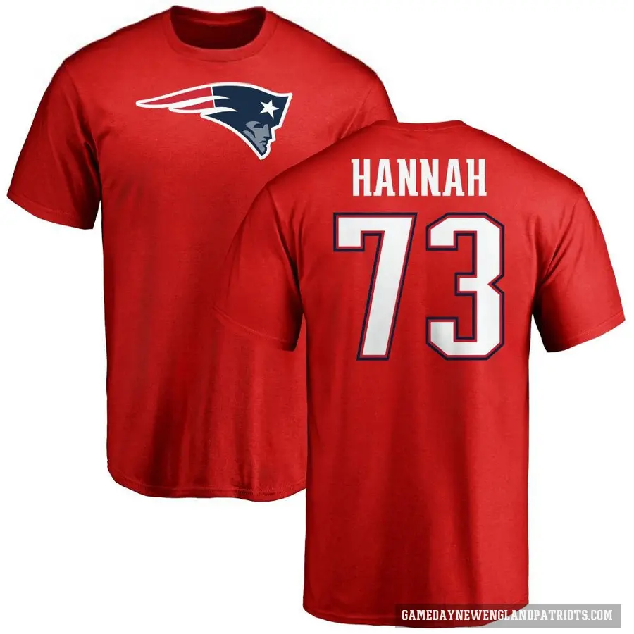 Men's ＃73 John Hannah New England Patriots Red Logo T-Shirt