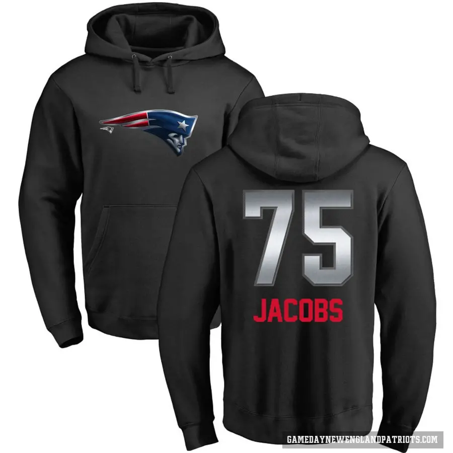 Men's ＃75 Demontrey Jacobs New England Patriots Black Midnight Mascot Pullover Hoodie