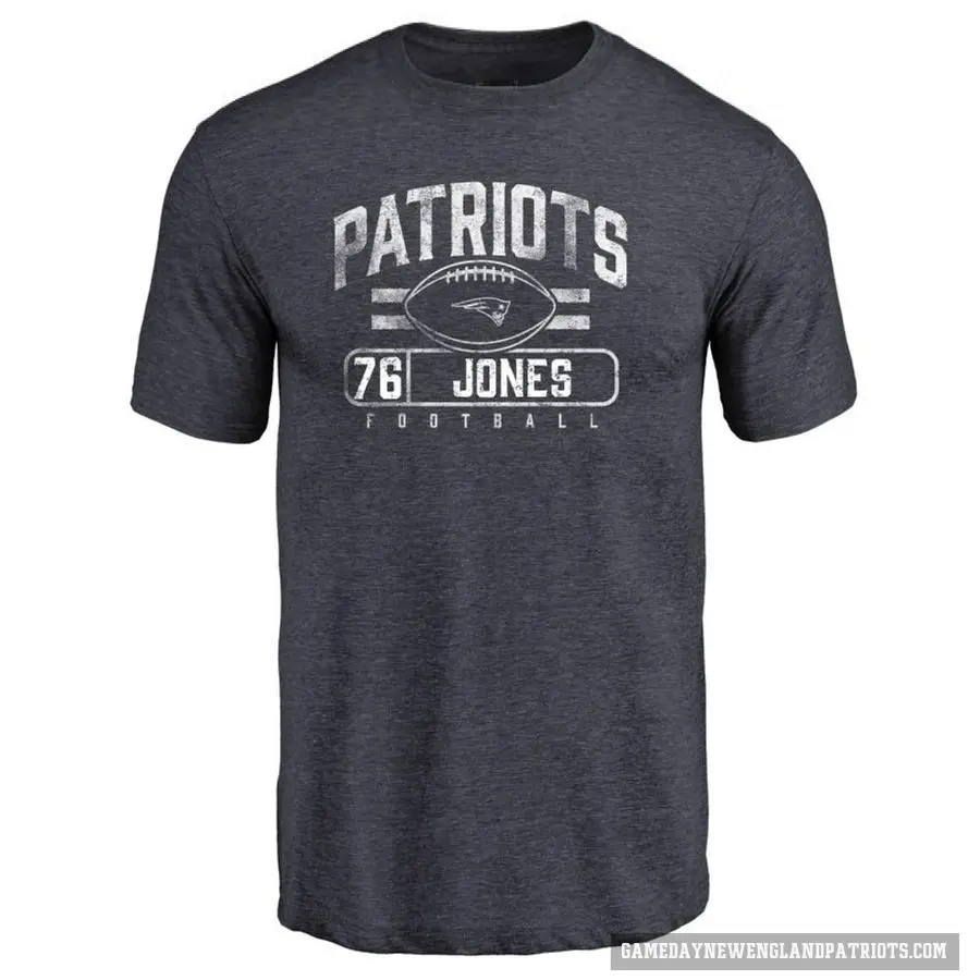 Men's ＃76 Caleb Jones New England Patriots Navy Flanker T-Shirt