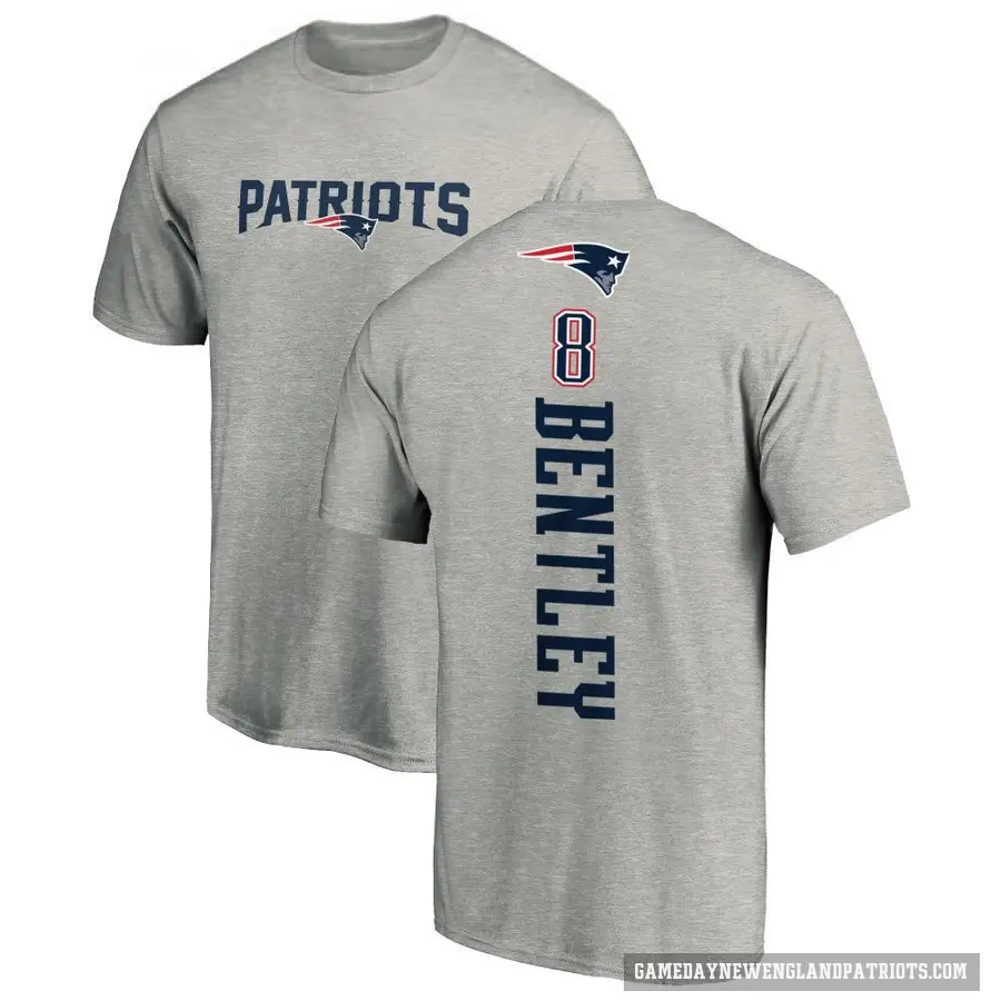 Men's ＃8 Ja'Whaun Bentley New England Patriots Ash Backer T-Shirt