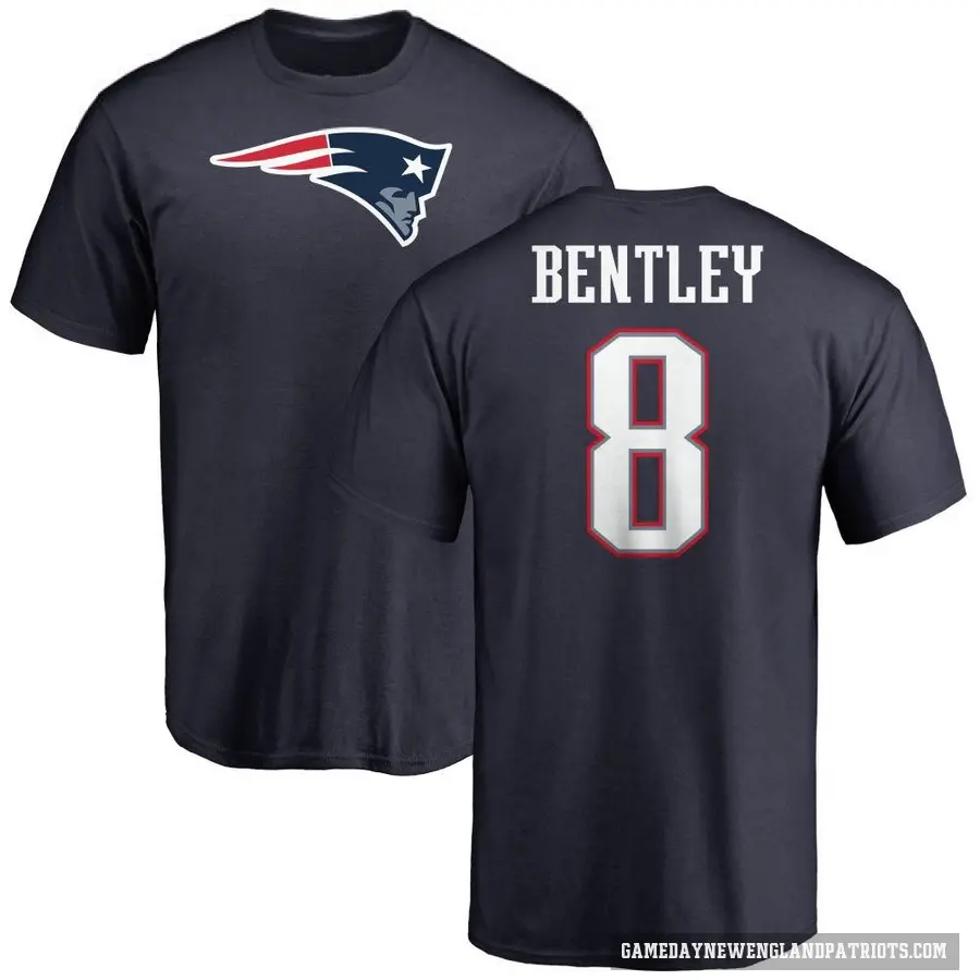 Men's ＃8 Ja'Whaun Bentley New England Patriots Navy Logo T-Shirt