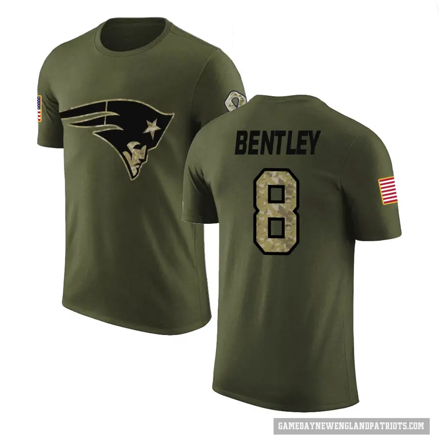 Men's ＃8 Ja'Whaun Bentley New England Patriots Olive Salute to Service T-Shirt