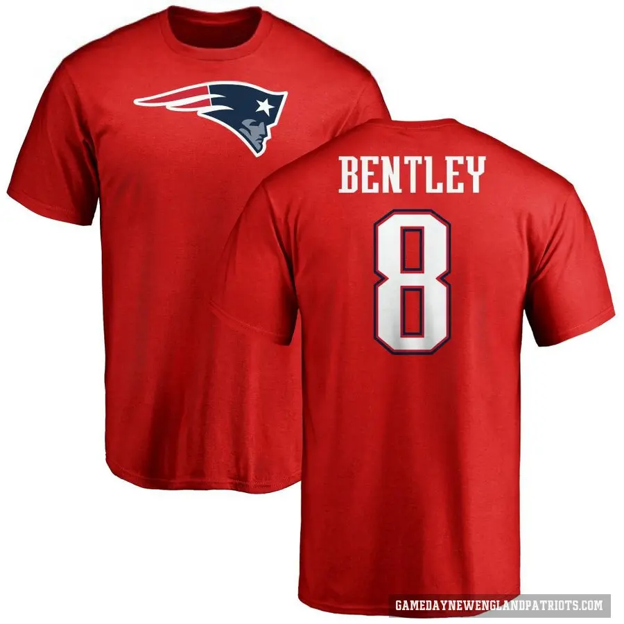 Men's ＃8 Ja'Whaun Bentley New England Patriots Red Logo T-Shirt