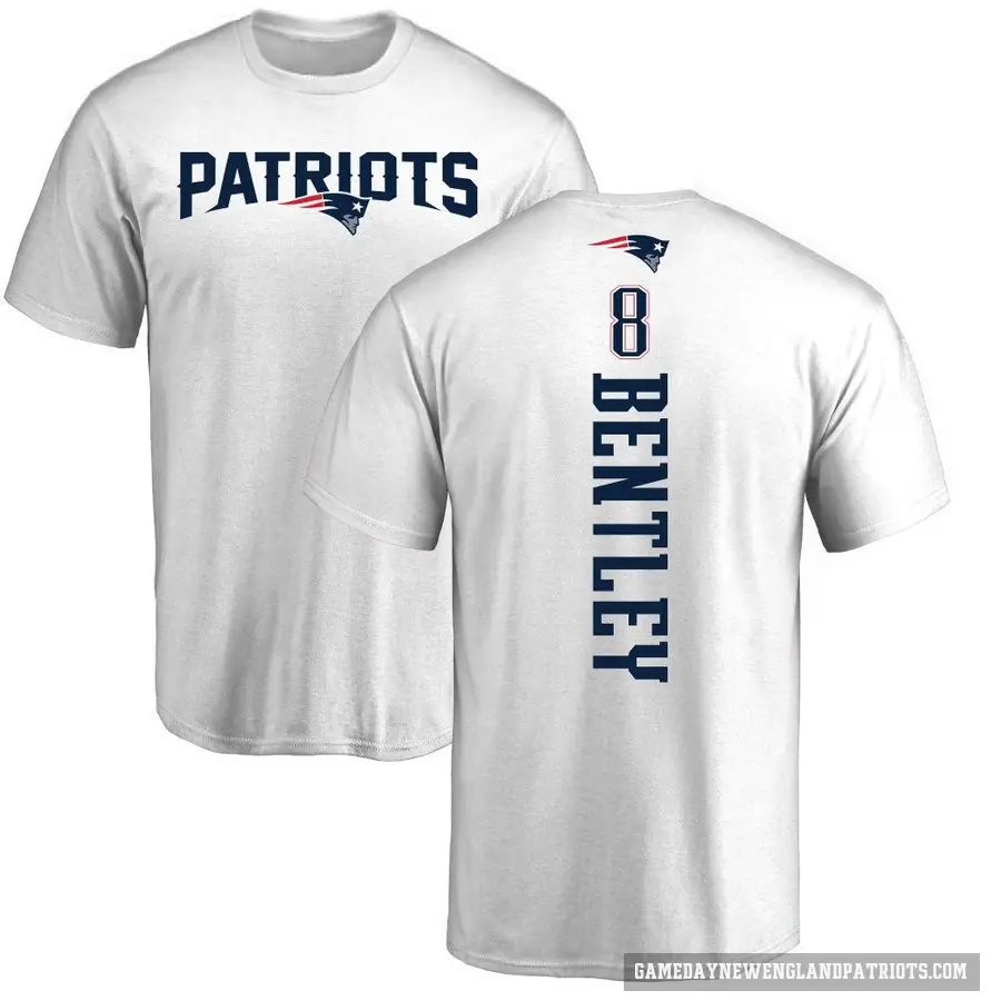 Men's ＃8 Ja'Whaun Bentley New England Patriots White Backer T-Shirt