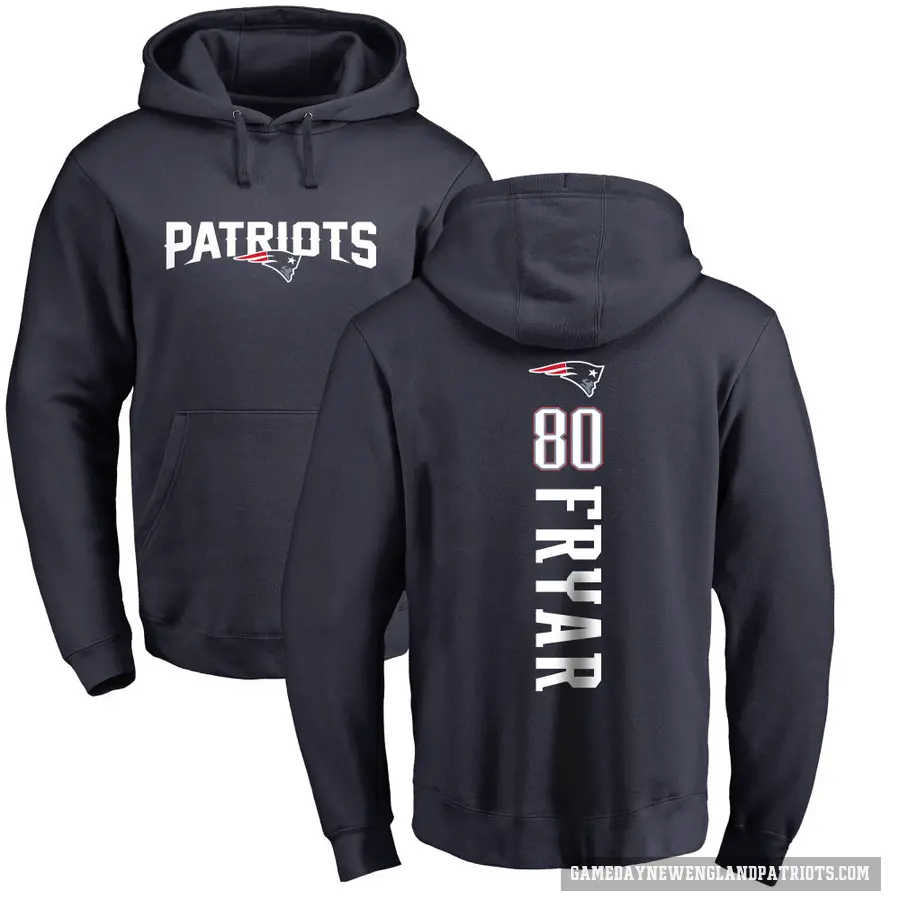 Men's ＃80 Irving Fryar New England Patriots Navy Pro Line Backer Pullover Hoodie