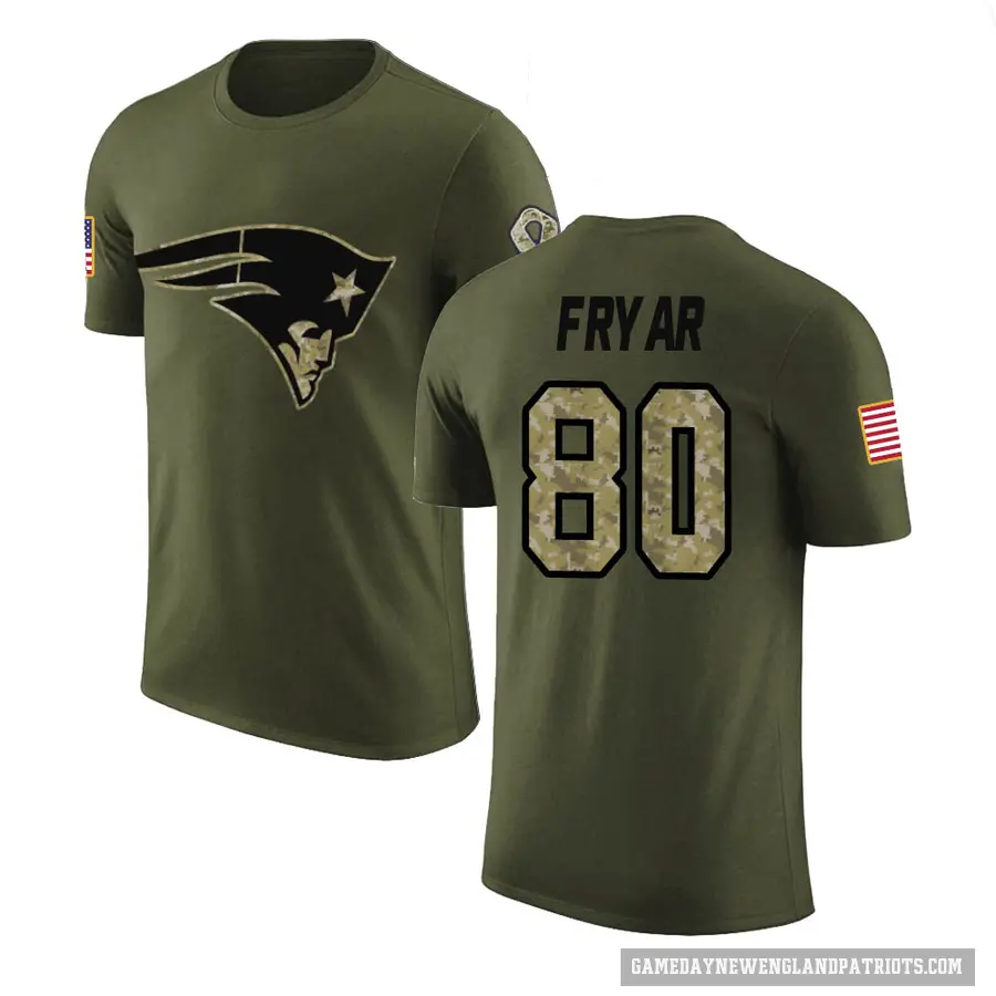 Men's ＃80 Irving Fryar New England Patriots Olive Salute to Service T-Shirt