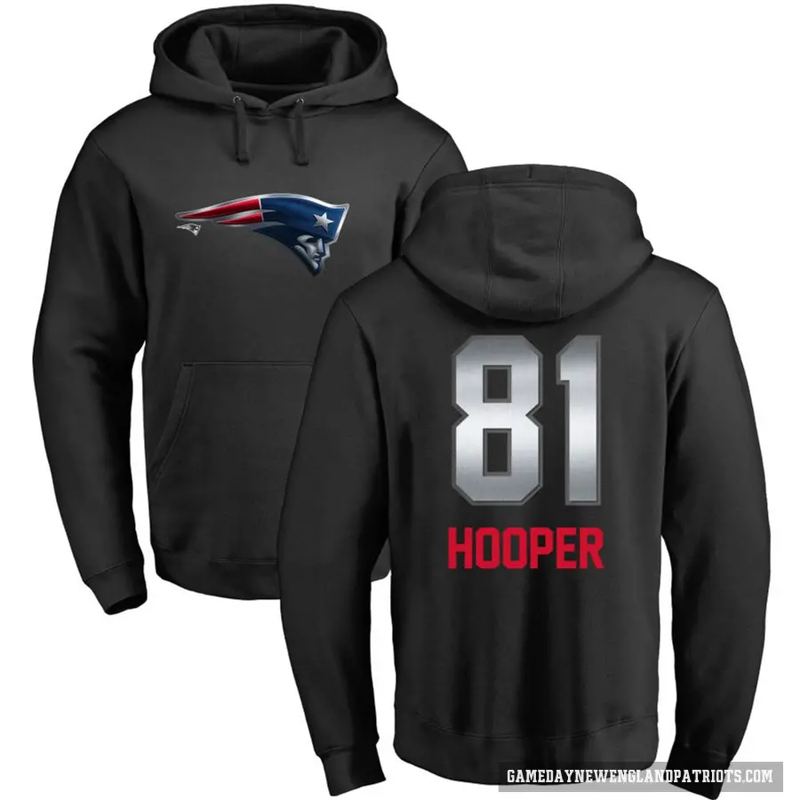 Men's ＃81 Austin Hooper New England Patriots Black Midnight Mascot Pullover Hoodie