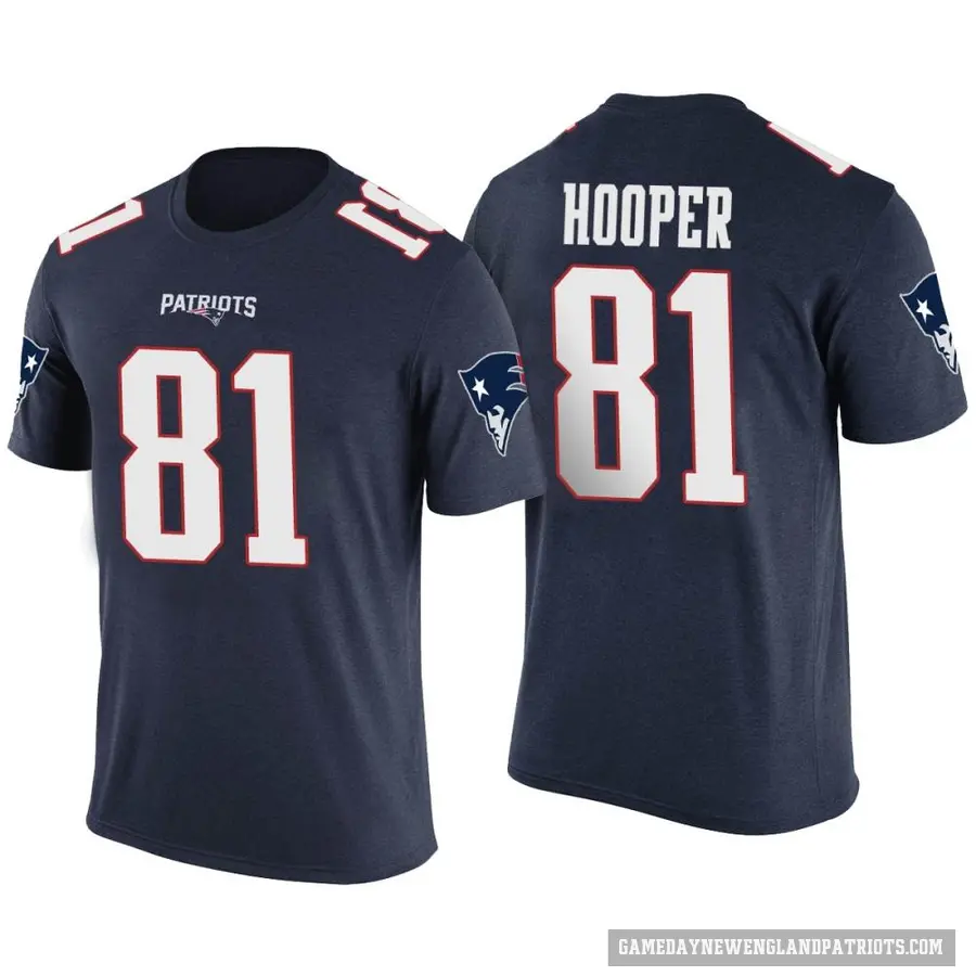 Men's ＃81 Austin Hooper New England Patriots Navy Color Rush T-Shirt