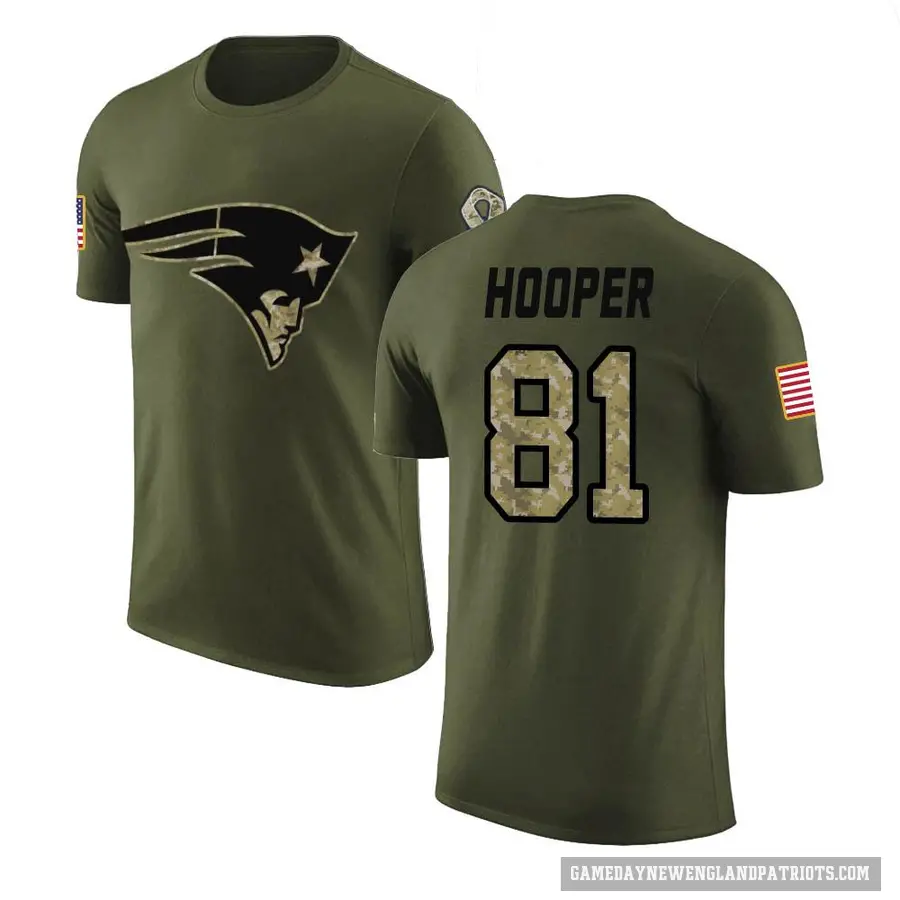 Men's ＃81 Austin Hooper New England Patriots Olive Salute to Service T-Shirt